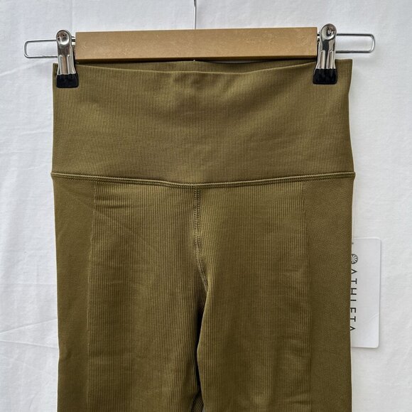 NWT Athleta Aurora Seamless High-Waist Leggings Ribbed Crop Olive Green Women XS - Picture 5 of 13
